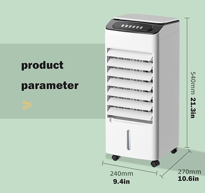 3-in-1 Bladeless Tower Fan with 4L Water Tank & Ice Crystal Packs — 3 Speeds, 3 Wind Modes, 7-Hour Timer, Remote Control, Wheels