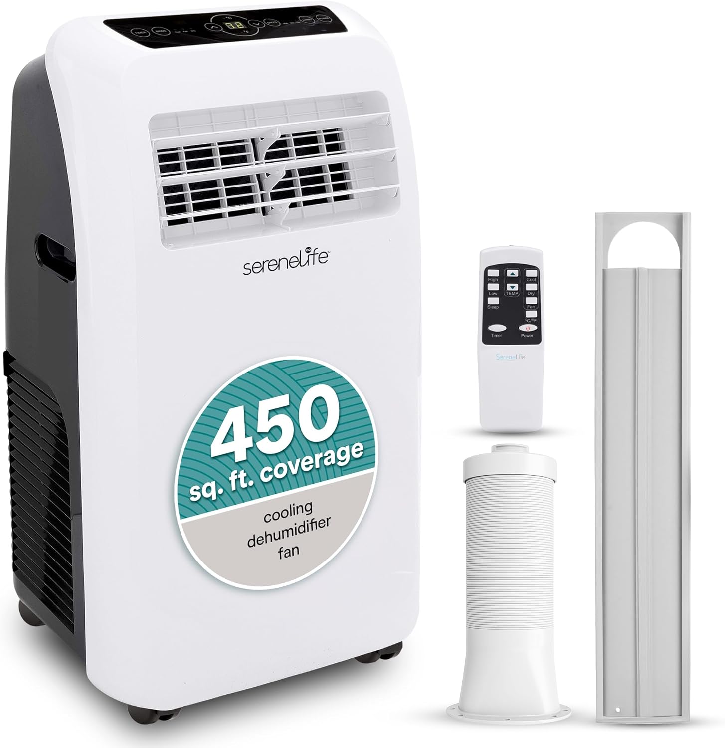 12000 BTU Portable Air Conditioner with Built-In Dehumidifier, Remote Control, Window Exhaust Kit