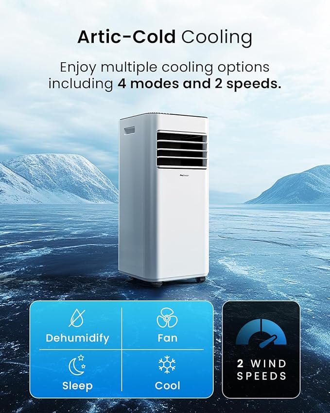 7,000 BTU 4-in-1 Portable Air Conditioner — Cooling, Dehumidifier, Fan & Sleep Mode, 24hr Timer, Remote Control, Dual Window Kit
