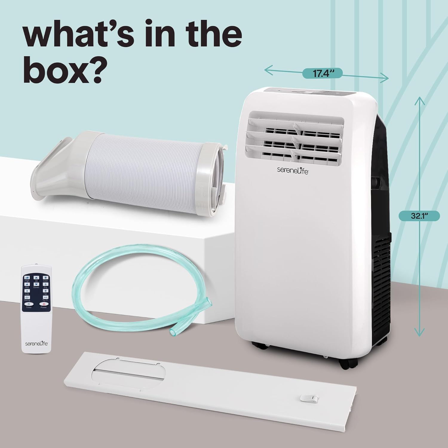 12000 BTU Portable Air Conditioner with Built-In Dehumidifier, Remote Control, Window Exhaust Kit