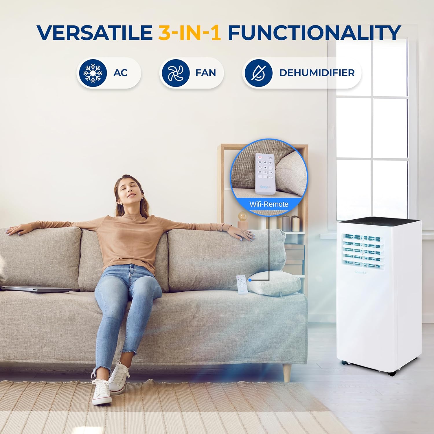 Portable Air Conditioner 10000 BTU with Dehumidifier, WiFi App Control, Remote, Window Kit